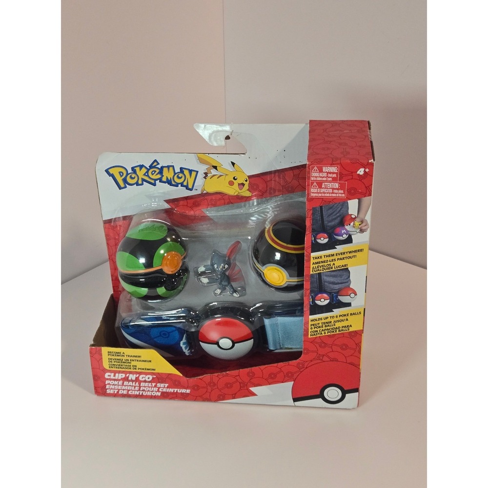 RARE Pokemon Clip N Go Poke Ball Belt Set Kid OS Blue Sneasel Dusk & Luxury Ball